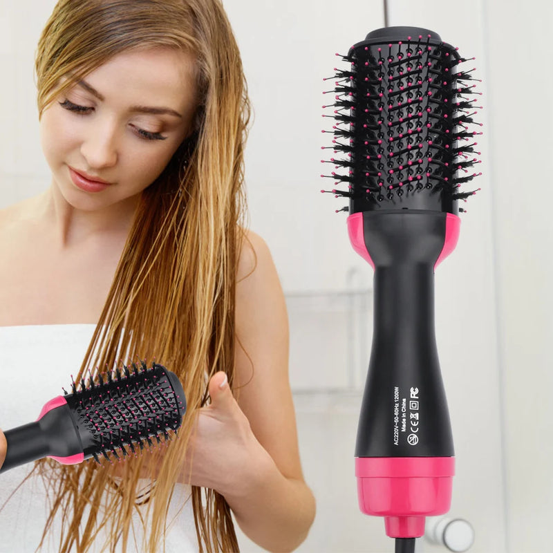 Secador de Cabelo 1000W Escova de Ar Quente Modeladora e Volumizadora Alisador de Cabelo Cacheador Pente Rolo Escova Elétrica de Íons de Uma Etapa