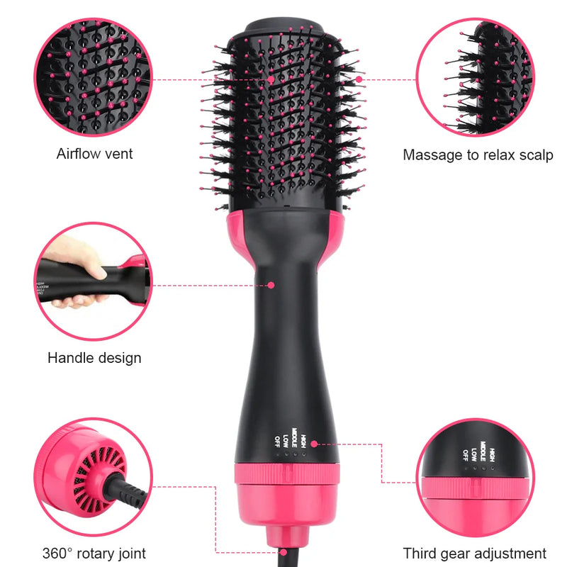 Secador de Cabelo 1000W Escova de Ar Quente Modeladora e Volumizadora Alisador de Cabelo Cacheador Pente Rolo Escova Elétrica de Íons de Uma Etapa